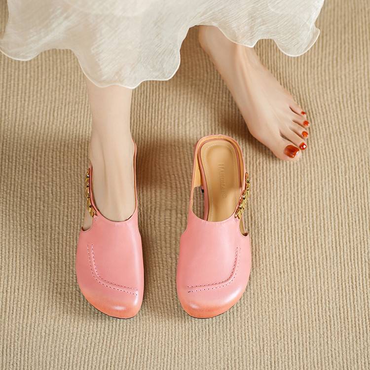 Orli Side Cut-Out Genuine Leather Mules