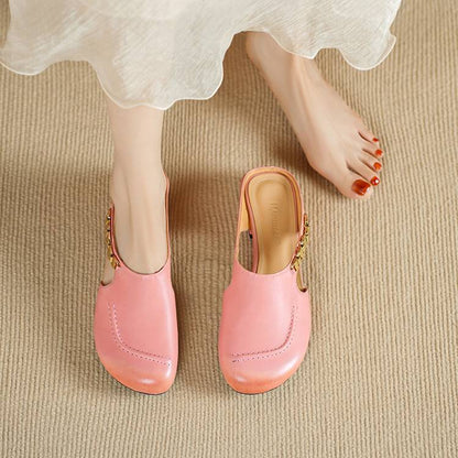 Orli Side Cut-Out Genuine Leather Mules