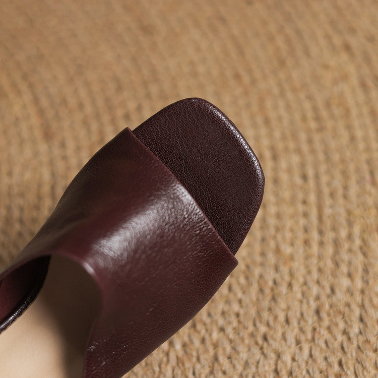 Lori Genuine Leather Open-Toe Mules