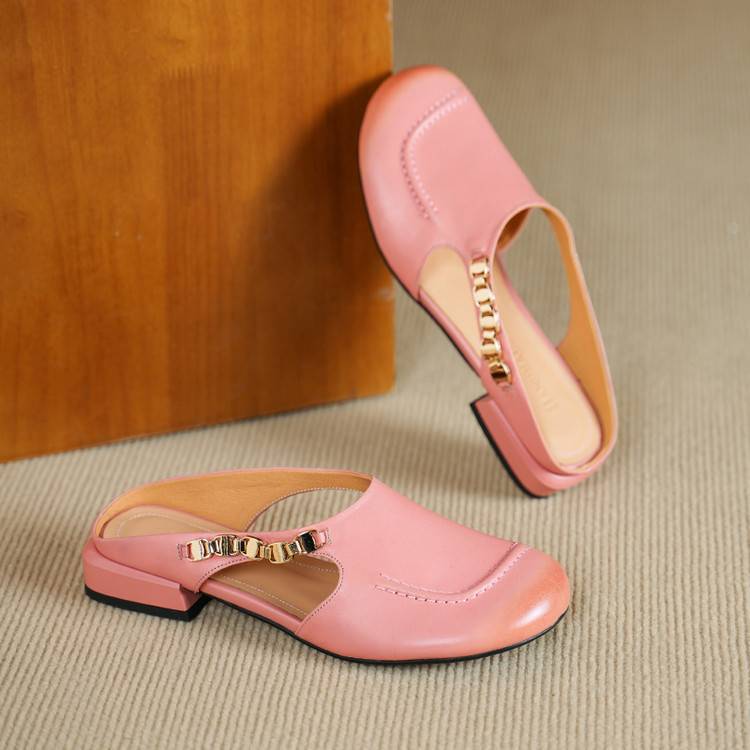 Orli Side Cut-Out Genuine Leather Mules