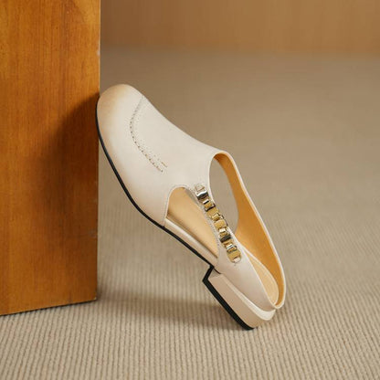 Orli Side Cut-Out Genuine Leather Mules