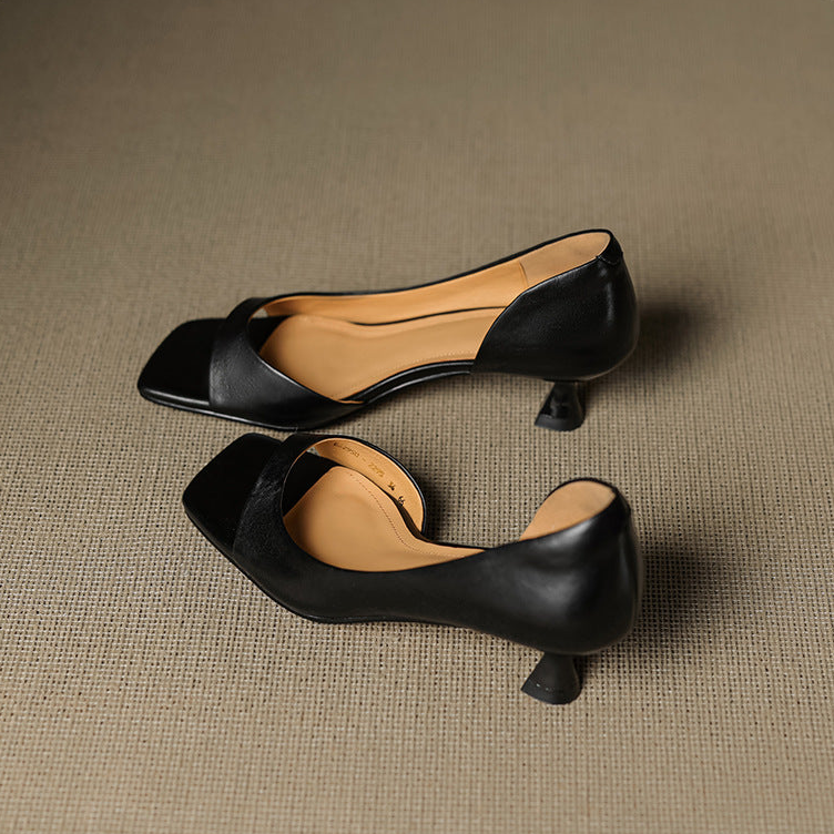 Doria Peep Toe Genuine Leather Heels