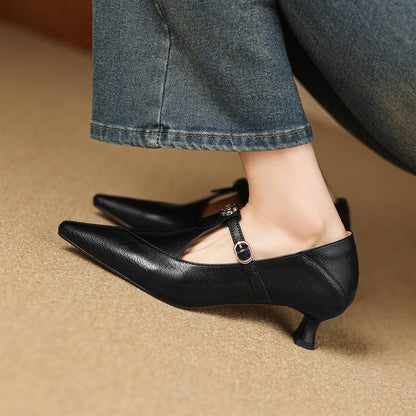 Olia Genuine Leather Kitten Heels