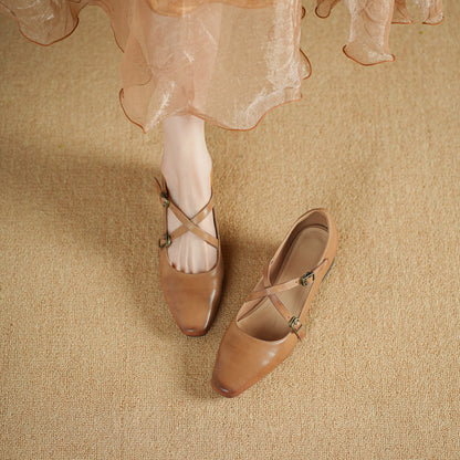 Kesia Genuine Leather Crisscross Strap Heels
