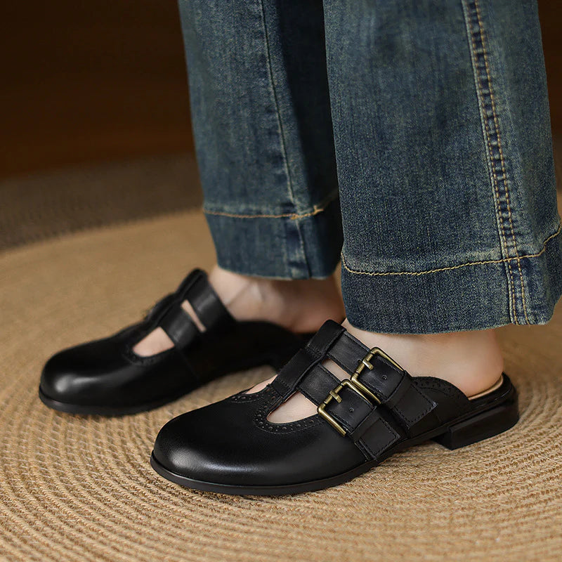 Adria Genuine Leather Mules