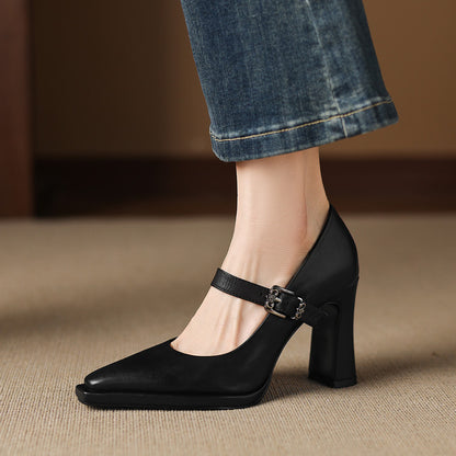 Eda Genuine Leather Heels