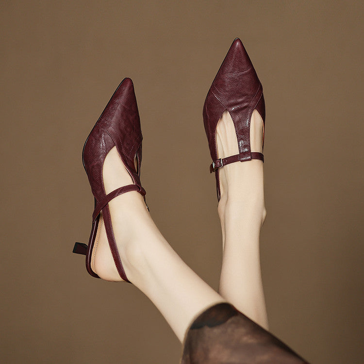 Noir Genuine Leather Heels