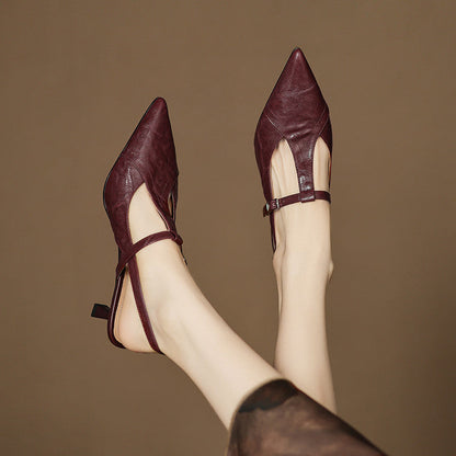 Noir Genuine Leather Heels