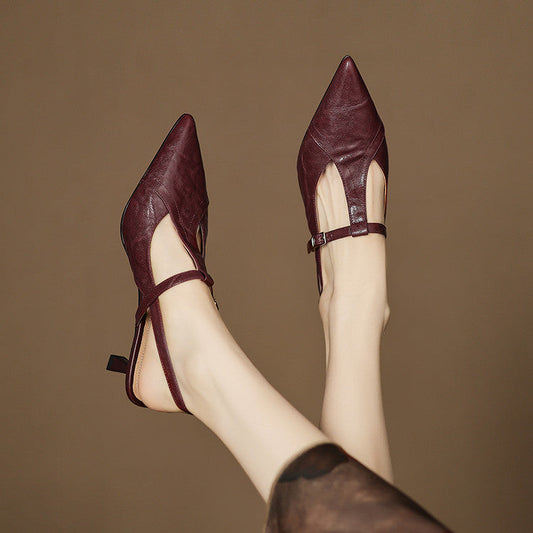 Noir Genuine Leather Heels