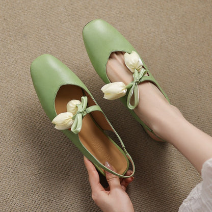 Tulip Genuine Leather Slingbacks