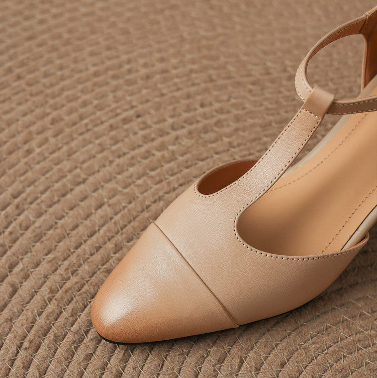 Orena Genuine Leather T-Strap Heels