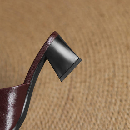 Lori Genuine Leather Open-Toe Mules