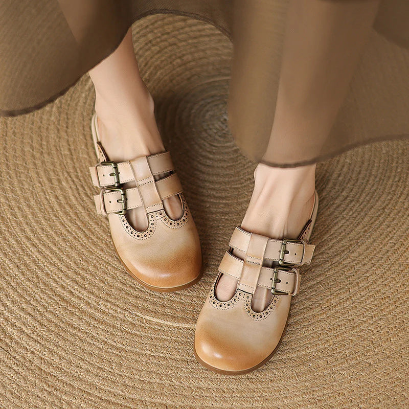 Adria Genuine Leather Mules