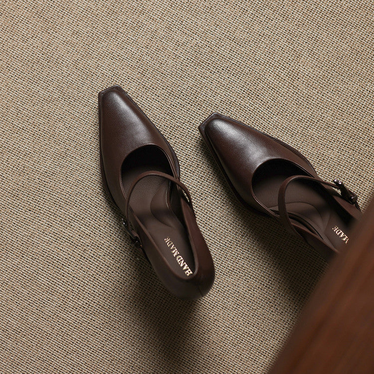 Eda Genuine Leather Heels