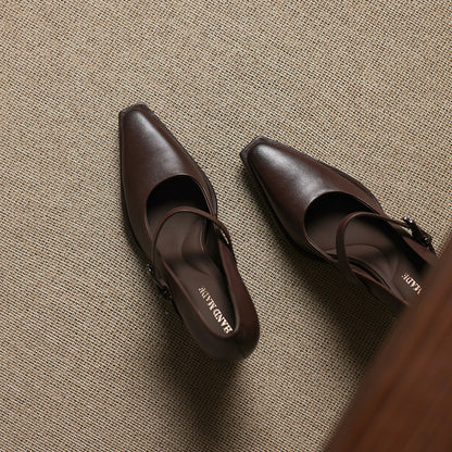 Eda Genuine Leather Heels