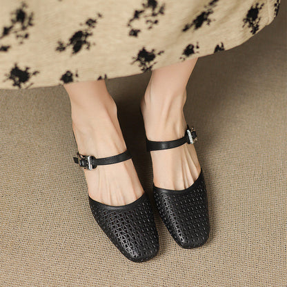 Mevi Genuine Leather Flat Mules