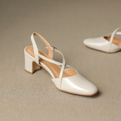 Norea Genuine Leather Cross Strap Heels
