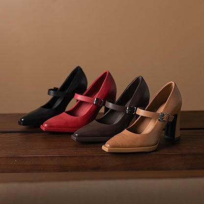 Eda Genuine Leather Heels