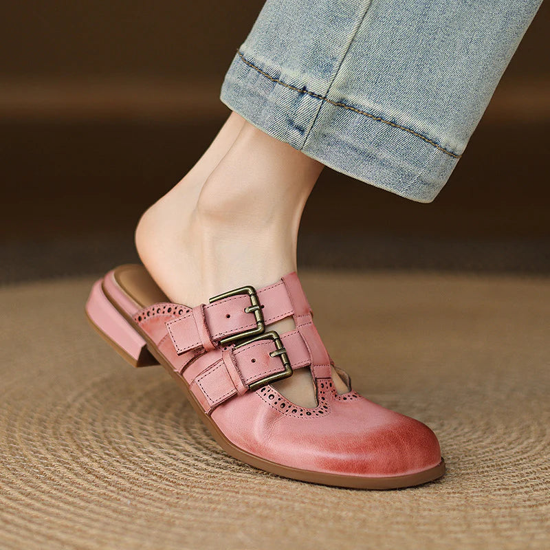 Adria Genuine Leather Mules