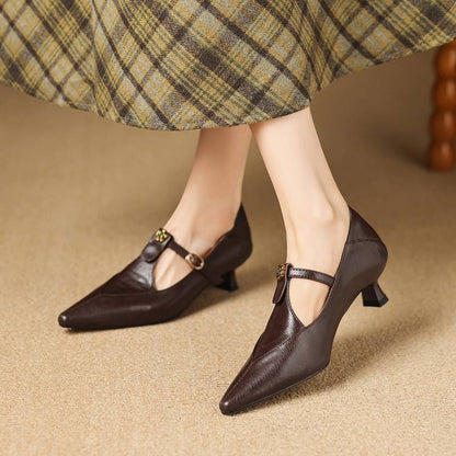 Olia Genuine Leather Kitten Heels