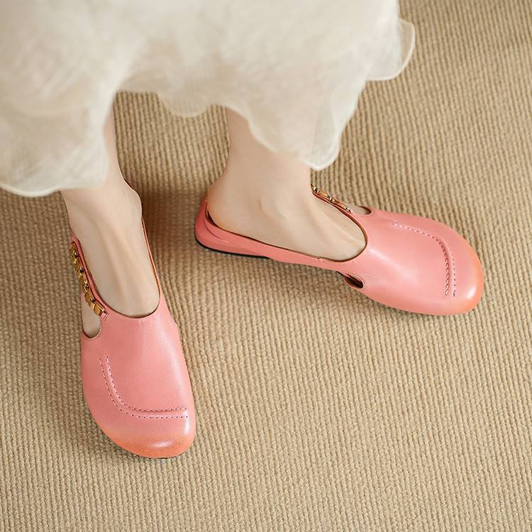 Orli Side Cut-Out Genuine Leather Mules