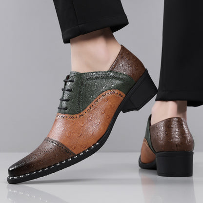 Brant Ostrich-Print Leather Dress Shoes