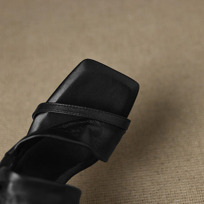 Zelen Genuine Leather Crossover Strap Sandals
