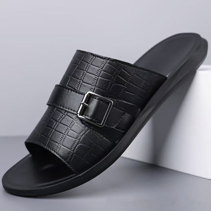 Daric Crocodile Pattern Leather Sandals