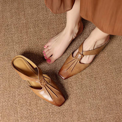 Doria Genuine Leather X-Strap Mules
