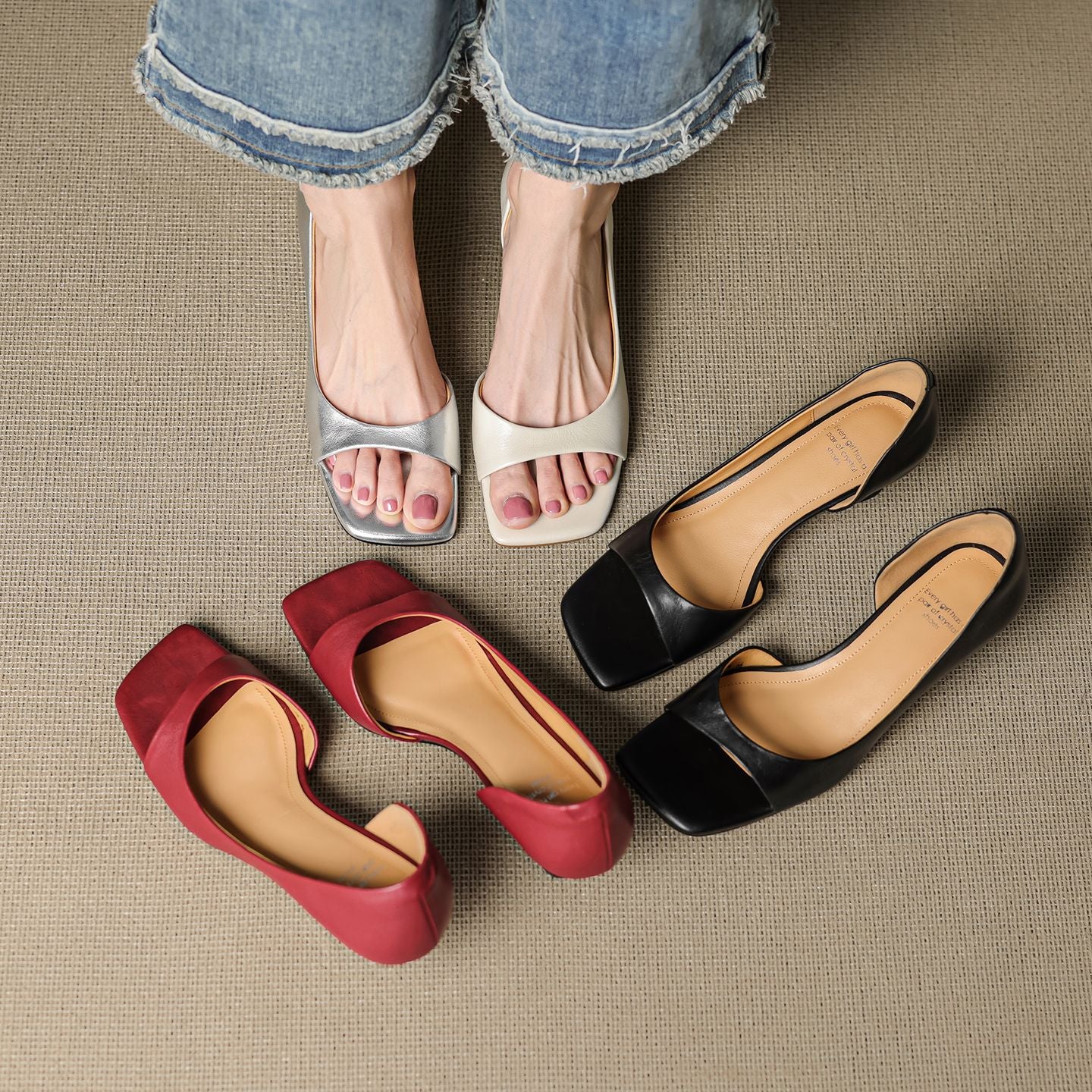 Doria Peep Toe Genuine Leather Heels