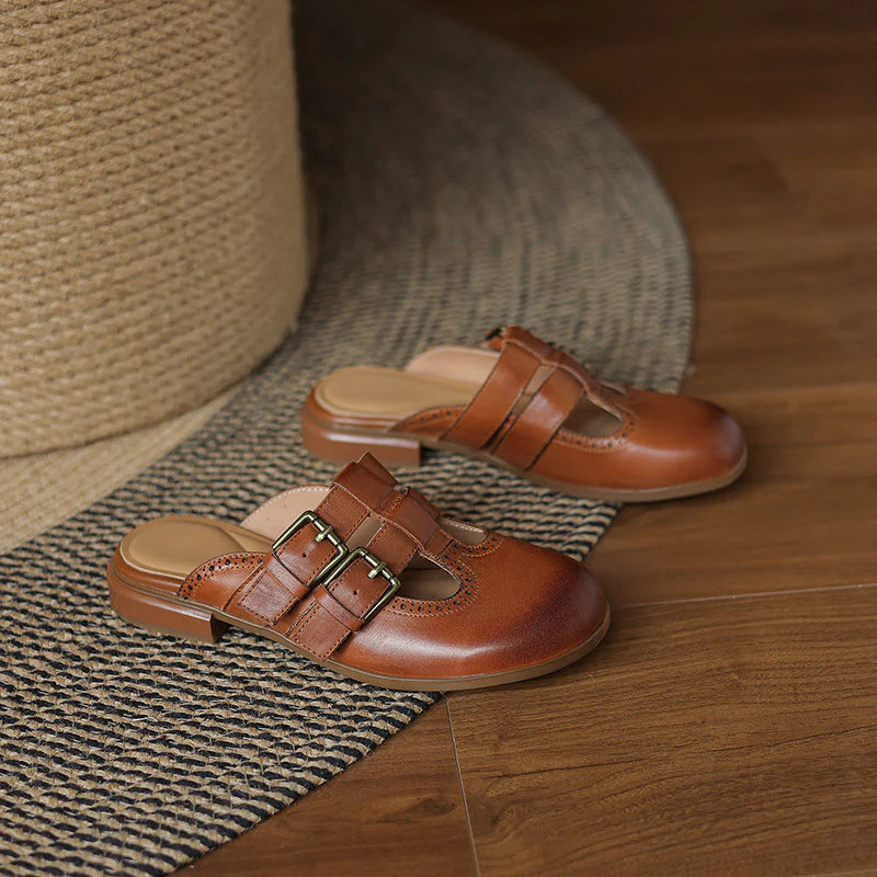 Adria Genuine Leather Mules