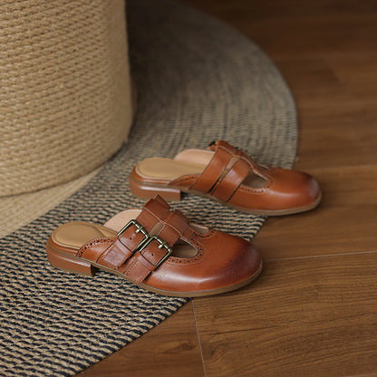 Adria Genuine Leather Mules