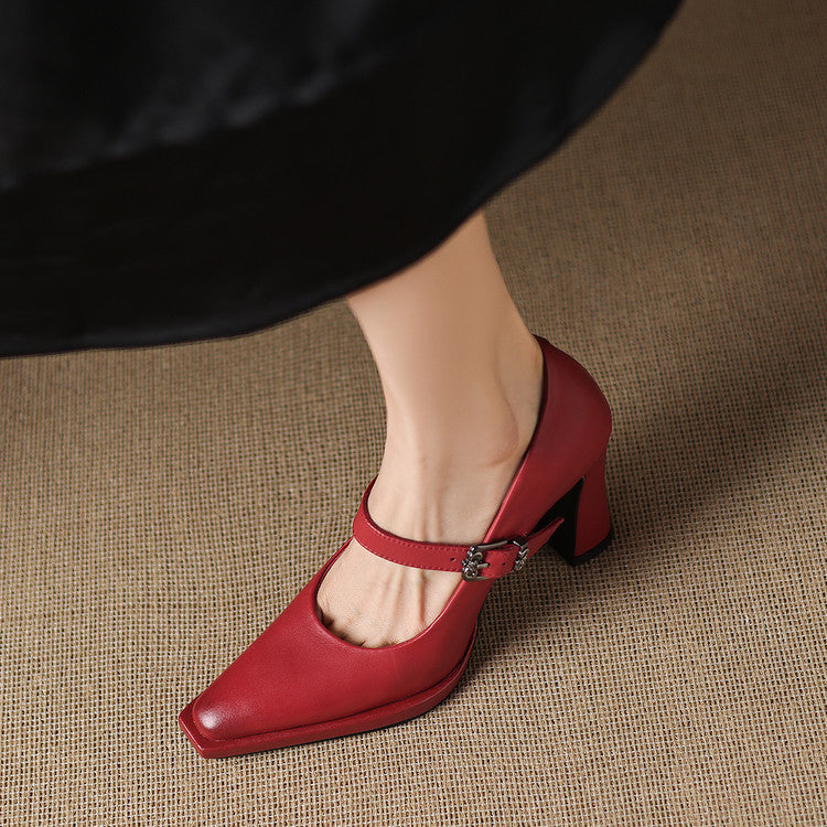 Eda Genuine Leather Heels