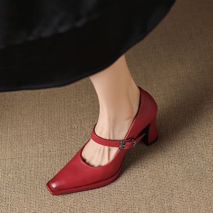Eda Genuine Leather Heels