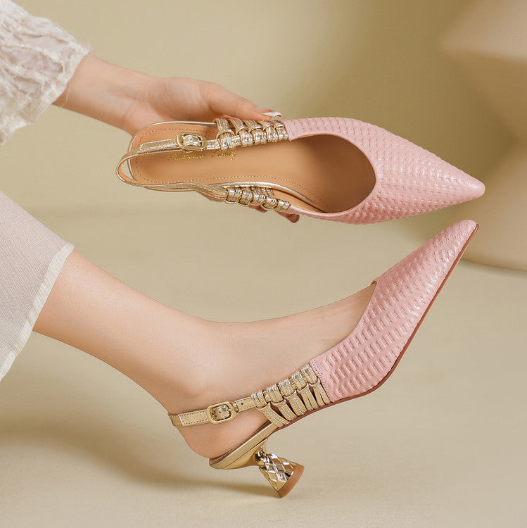 Vessa Genuine Leather Slingback Kitten Heels