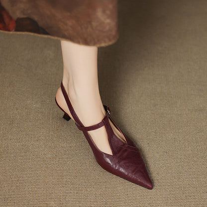 Noir Genuine Leather Heels