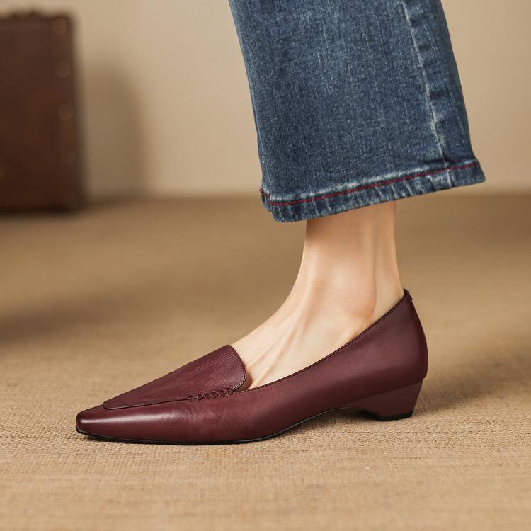Lena Genuine Leather Pointed-Toe Pumps