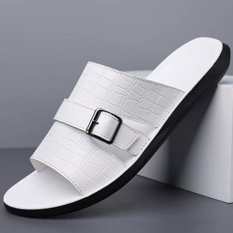 Daric Crocodile Pattern Leather Sandals