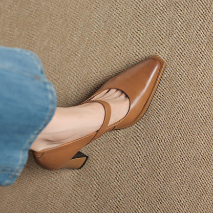 Eda Genuine Leather Heels