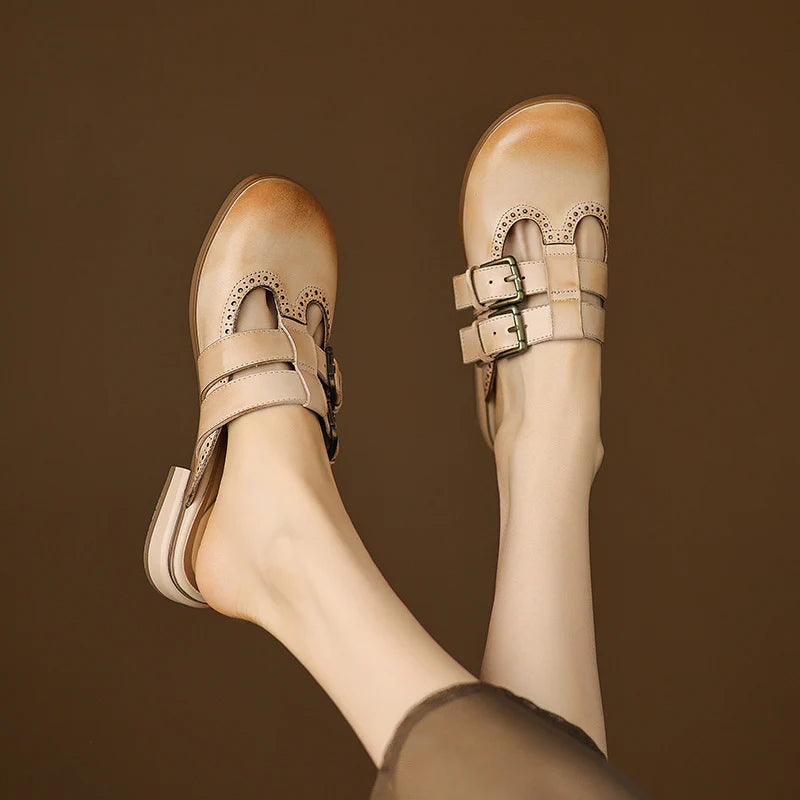 Adria Genuine Leather Mules