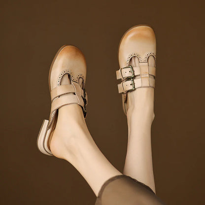 Adria Genuine Leather Mules