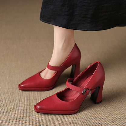 Eda Genuine Leather Heels