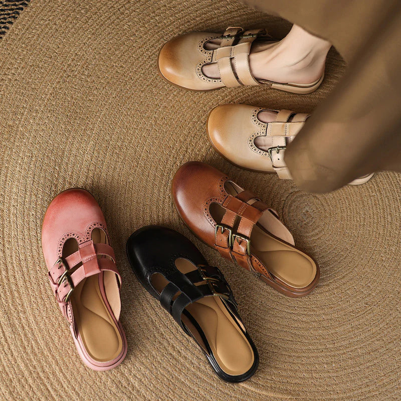 Adria Genuine Leather Mules