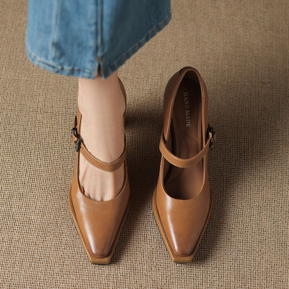 Eda Genuine Leather Heels