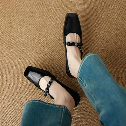 Neris Genuine Leather Mary Jane Flats