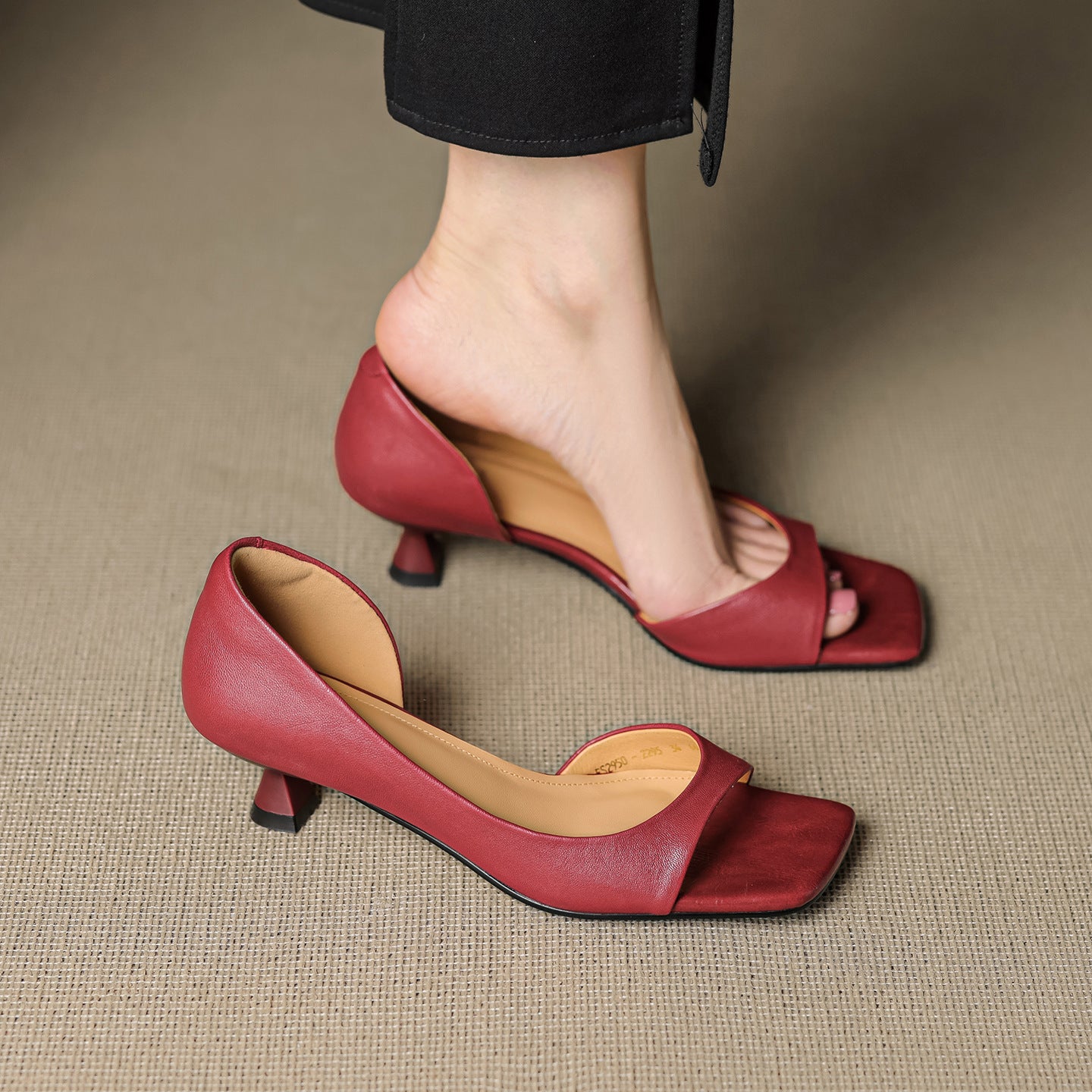 Doria Peep Toe Genuine Leather Heels