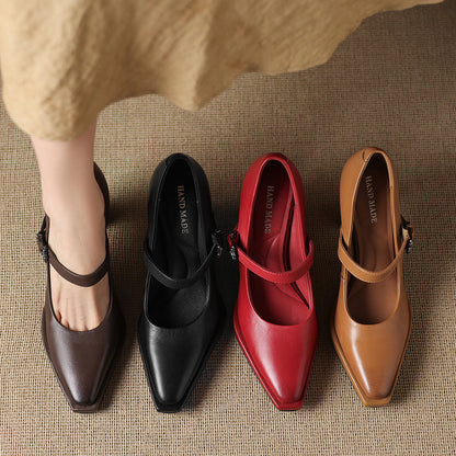 Eda Genuine Leather Heels
