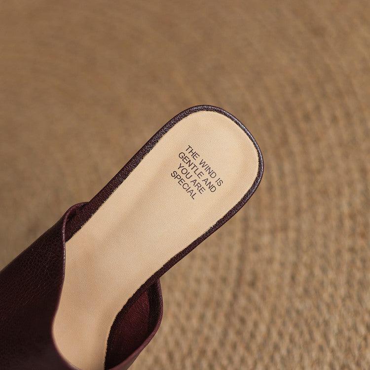 Lori Genuine Leather Open-Toe Mules