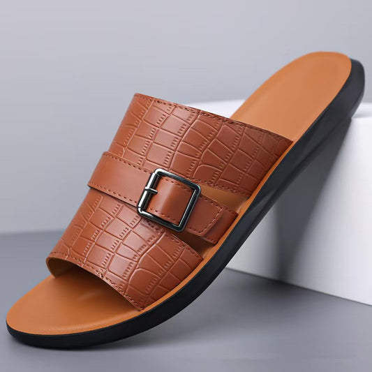 Daric Crocodile Pattern Leather Sandals