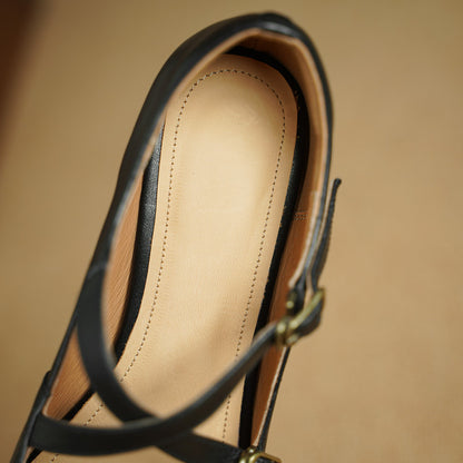 Kesia Genuine Leather Crisscross Strap Heels